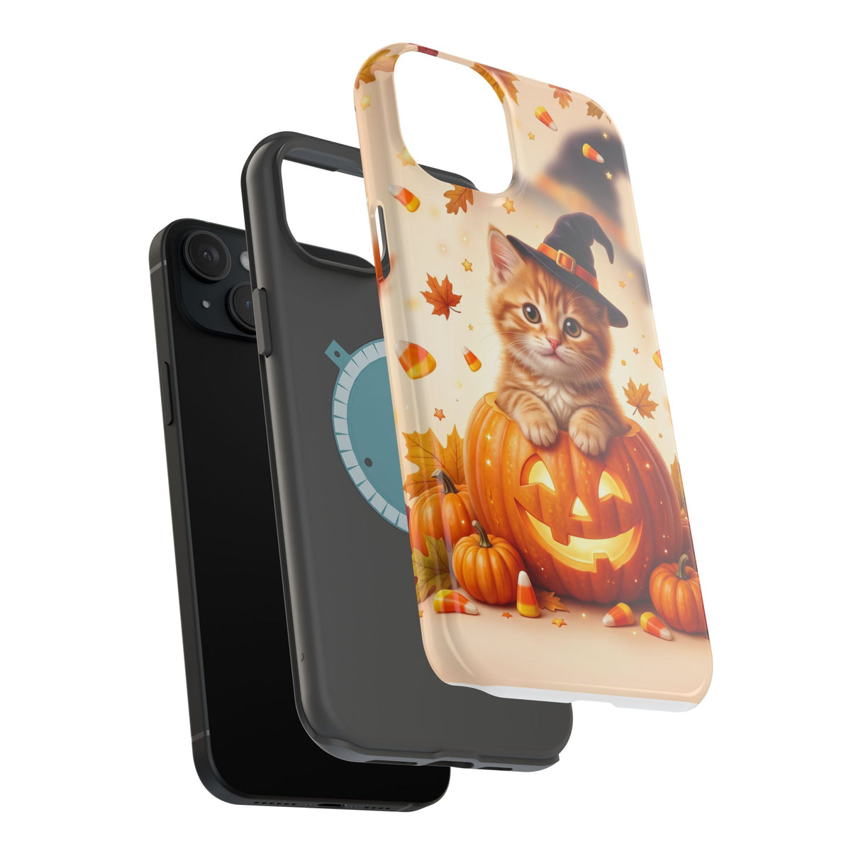 Halloween Kitten Pumpkin Phone Case — Magnetic Impact-Resistant