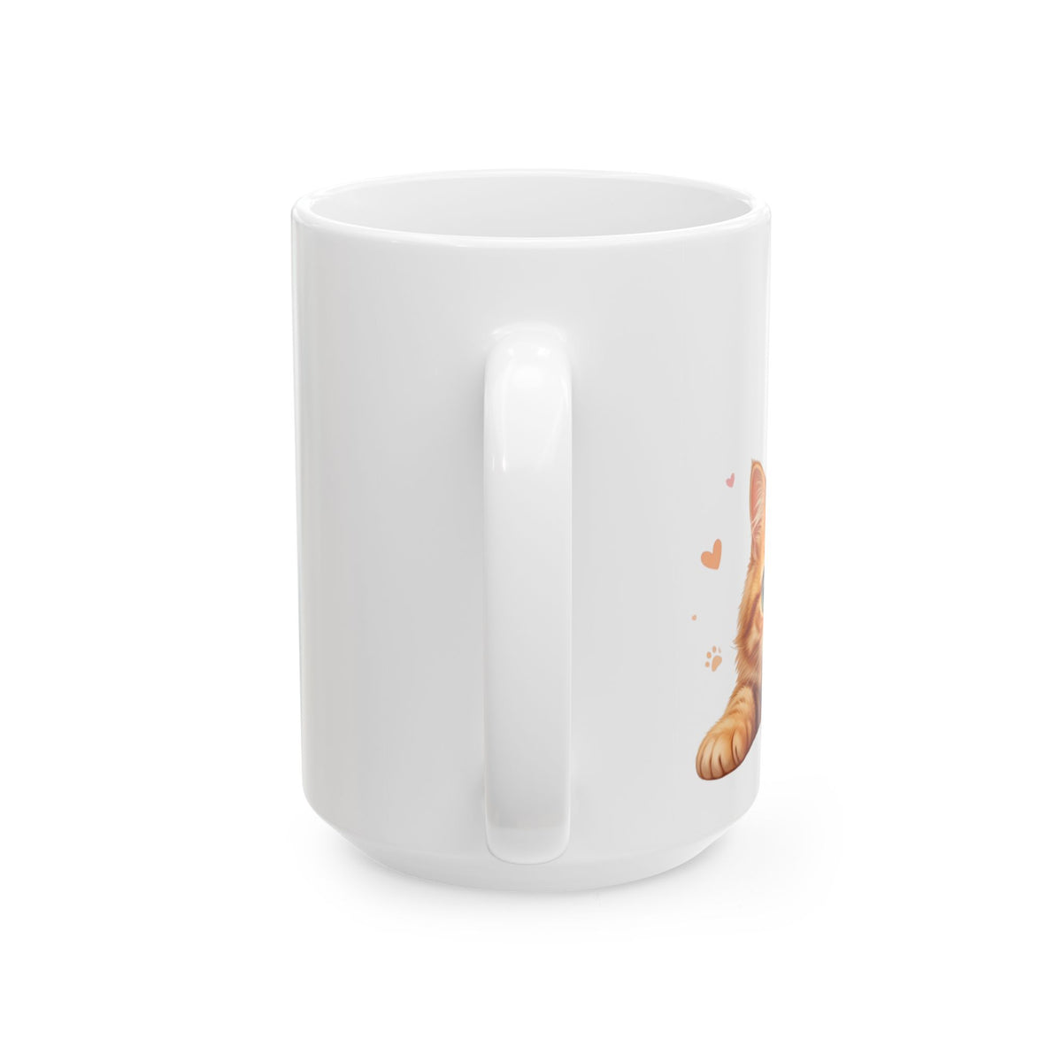 Cute Ginger Cat Ceramic Mug (11oz & 15oz) – Paw Print Love Coffee Cup