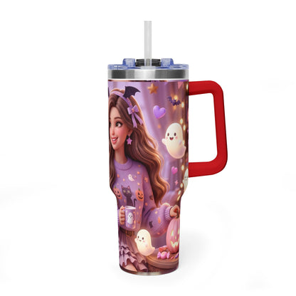 40oz Halloween Girl Ghosts Vacuum Thermal Tumbler