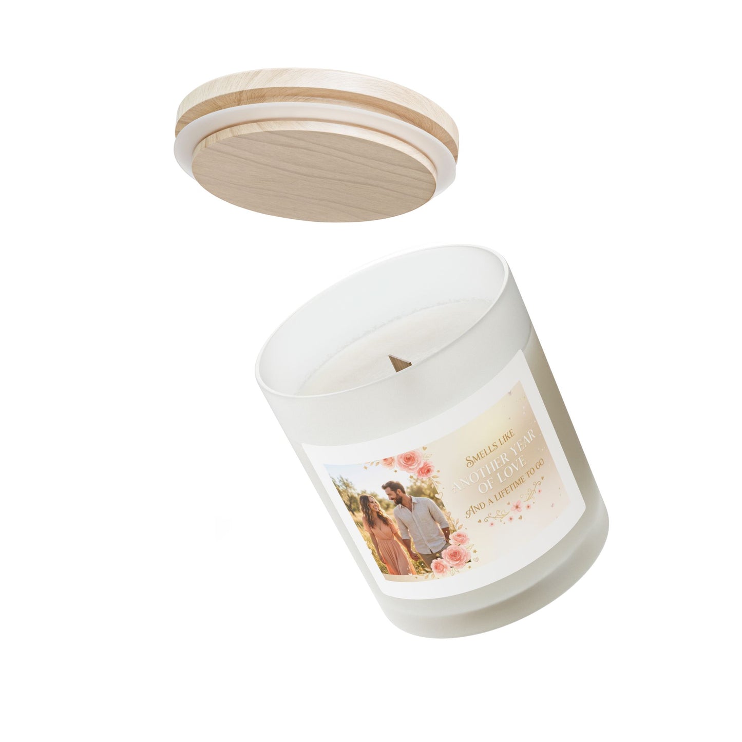Personalized Photo Frosted Glass Candle – "Smells Like Another Year of Love" 11oz