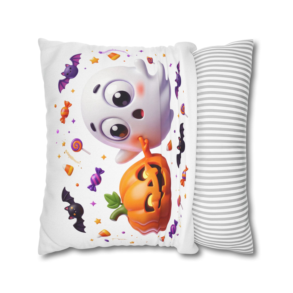 Halloween Ghost & Pumpkin Throw Pillowcase - Cute Spooky Decor
