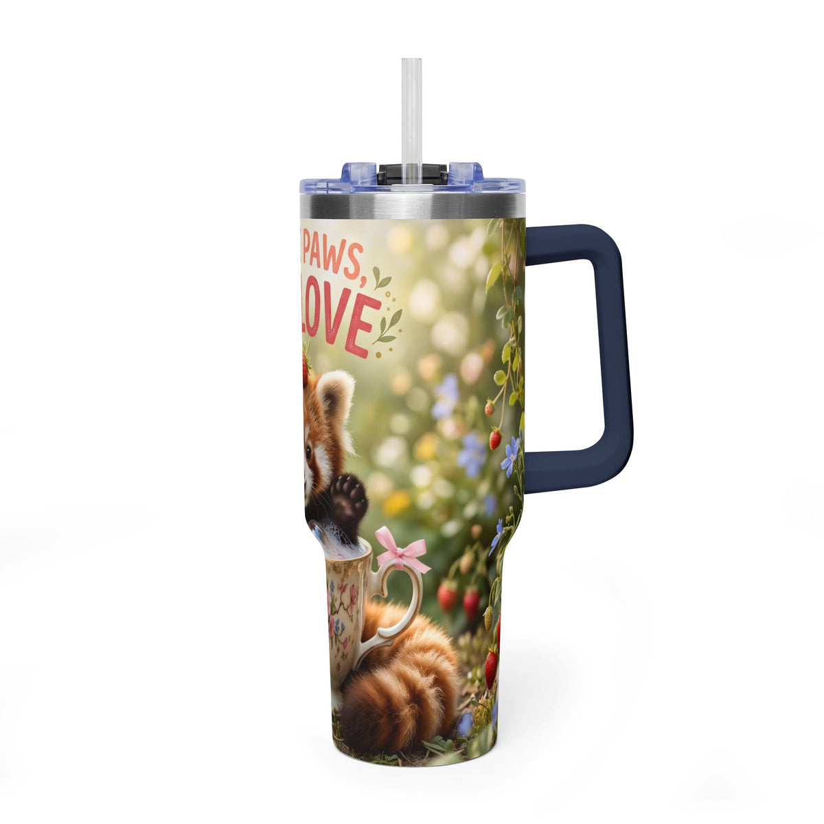 Little Paws Big Love Red Panda 40oz Vacuum Thermal Tumbler