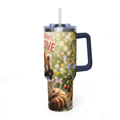 Little Paws Big Love Red Panda 40oz Vacuum Thermal Tumbler