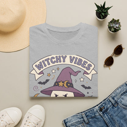 Witchy Vibes T‑Shirt — Cute Ghost Witch Halloween Tee