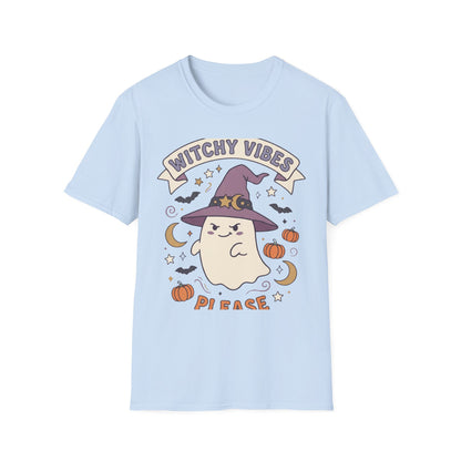 Witchy Vibes T‑Shirt — Cute Ghost Witch Halloween Tee
