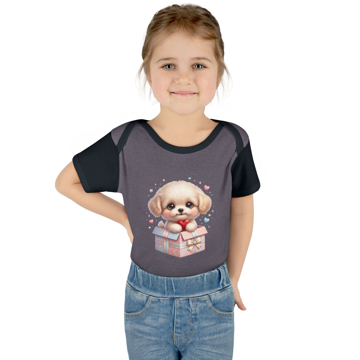 Baby Bodysuit — Cute Puppy in Gift Box Infant Onesie