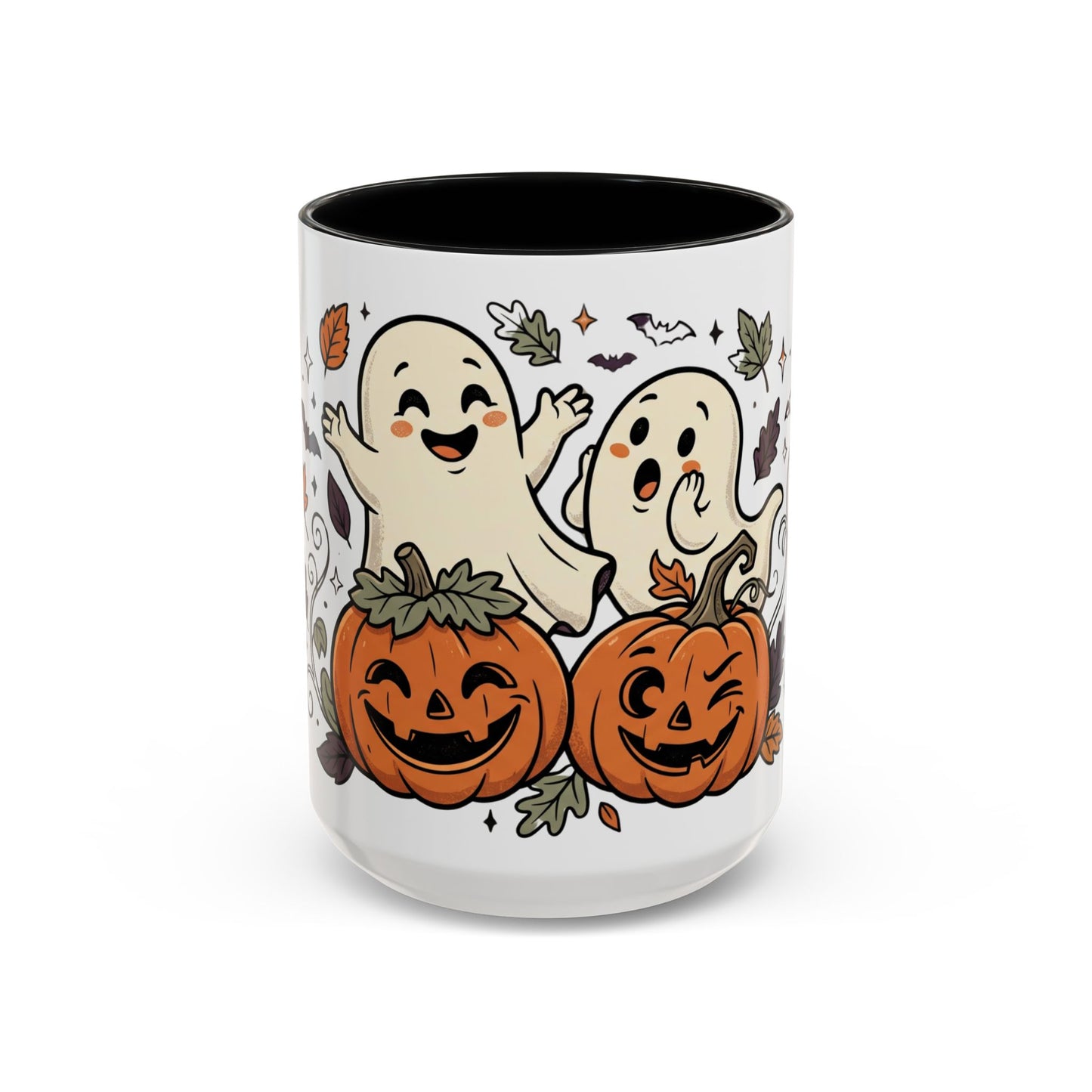 Halloween Ghosts & Pumpkins Coffee Mug — Cute Spooky Accent Mug (11/15oz)