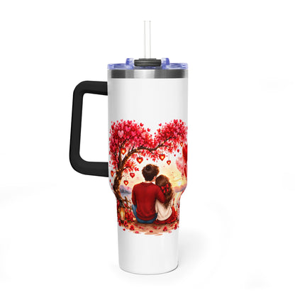40oz Love-Themed Thermal Tumbler with Handle