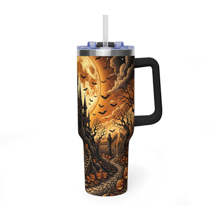 40oz Gothic Haunted Castle Halloween Tumbler