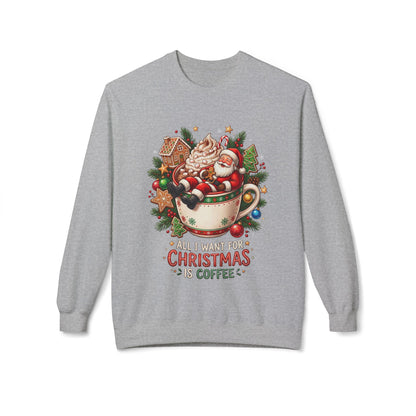 Christmas Coffee Sweatshirt — Santa in Cup Holiday Crewneck