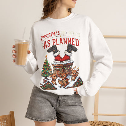Christmas As Planned Sweatshirt — Funny Santa Tumble Holiday Crewneck
