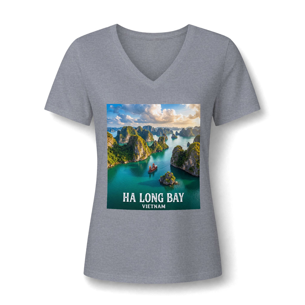 Ha Long Bay Vietnam V-Neck Tee – Scenic Travel Souvenir Tee