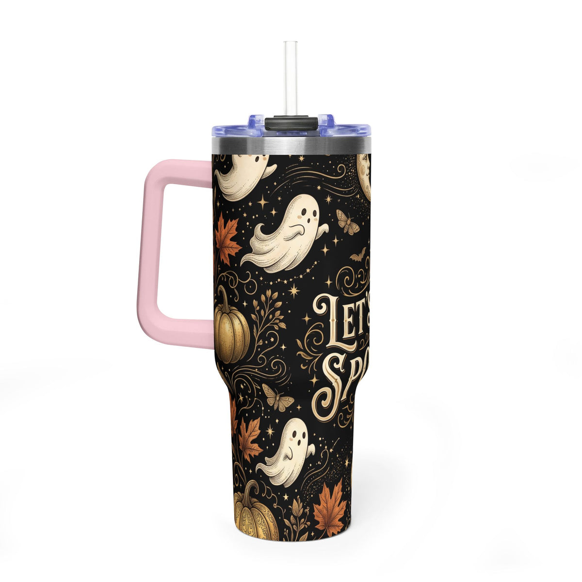 Let’s Get Spooky Halloween Ghosts & Pumpkins 40oz Thermal Tumbler