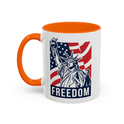 Freedom Statue Accent Coffee Mug — Patriotic Liberty 11/15oz