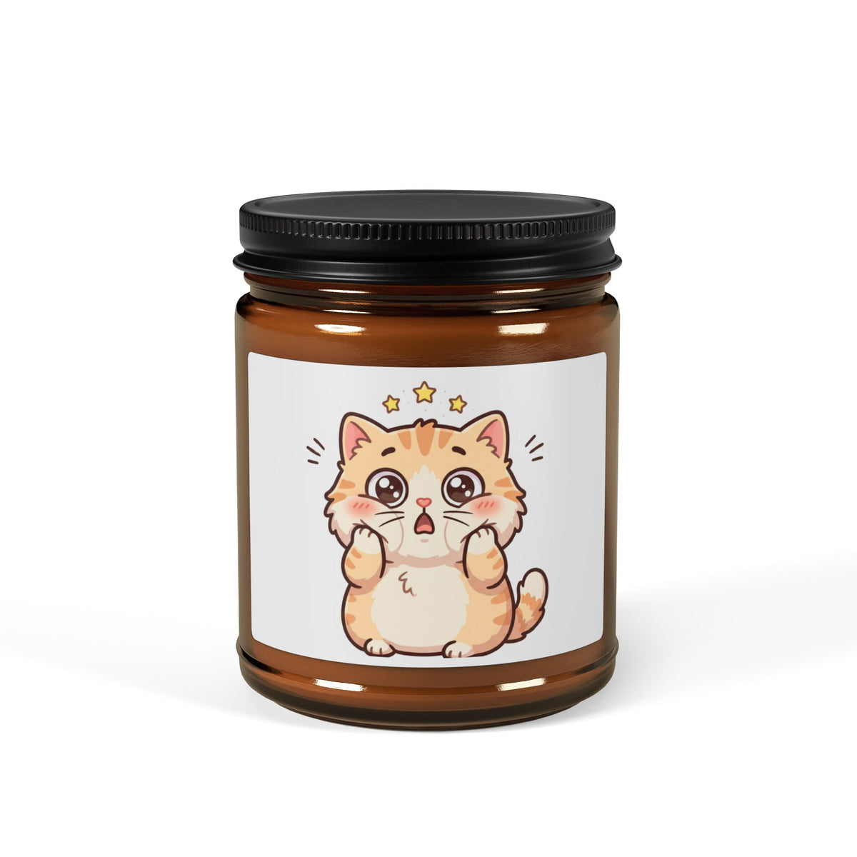 Kawaii Starry Cat Soy Candle — Amber Jar Scented Candle (Multiple Sizes)