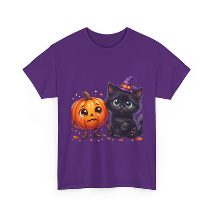 Halloween Black Kitten & Pumpkin T-Shirt