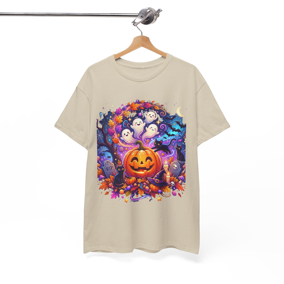Halloween Pumpkin & Ghosts T-Shirt — Cute Spooky Jack-O'-Lantern Tee