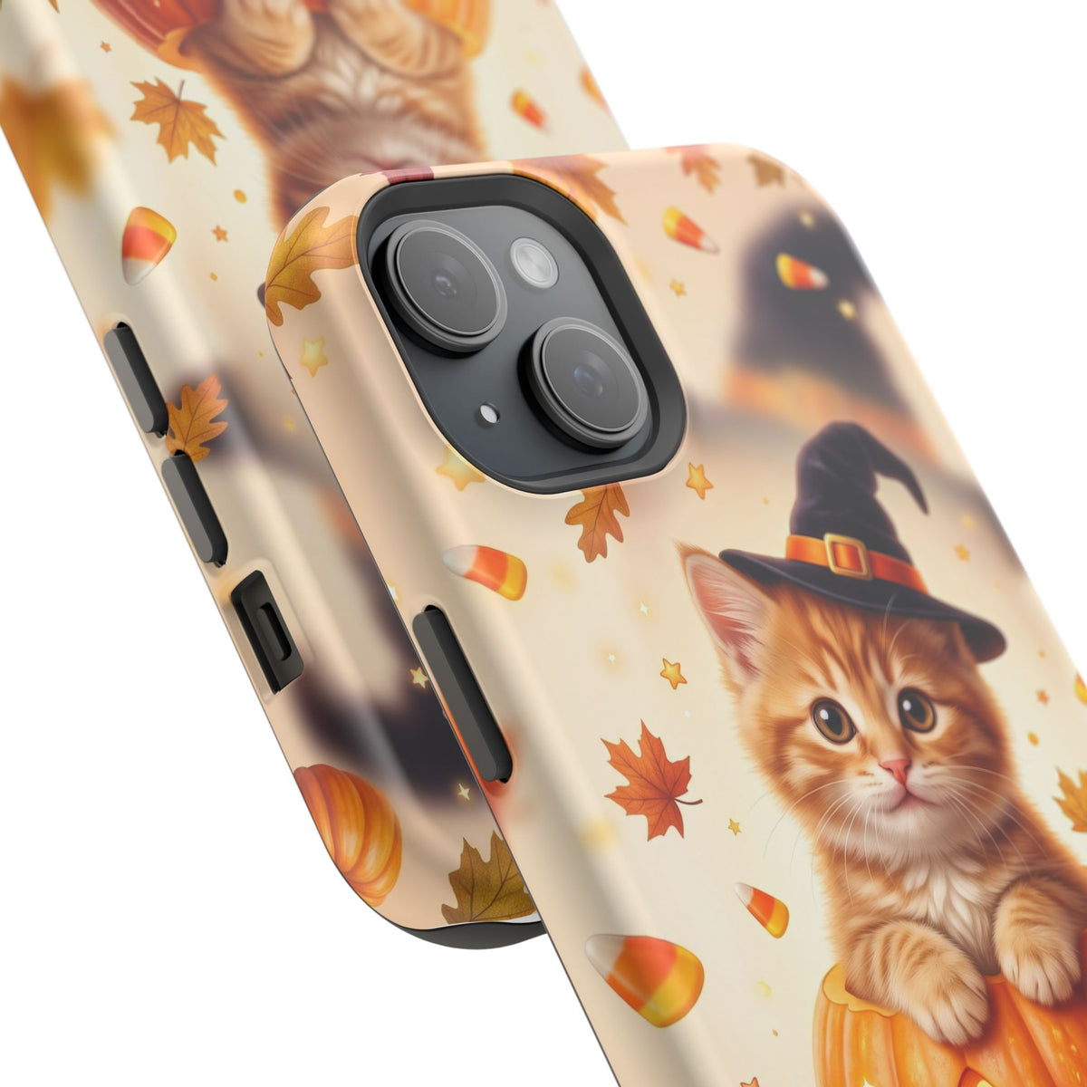 Halloween Kitten Pumpkin Phone Case — Magnetic Impact-Resistant