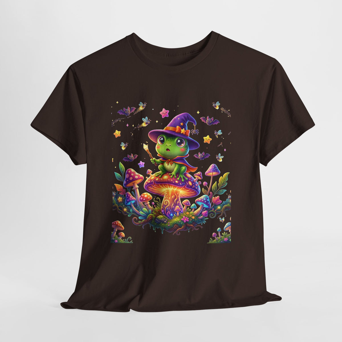 Cute Witch Frog T‑Shirt — Magical Mushroom Halloween Tee