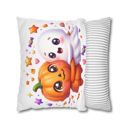Cute Halloween Pumpkin & Ghost Pillowcase — Spooky Kawaii Decor