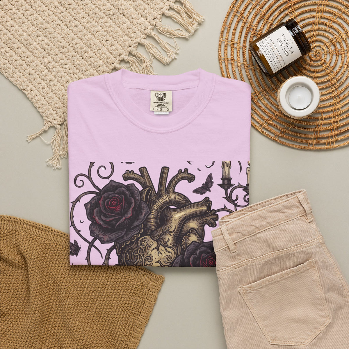 Love Never Dies Heart T-Shirt — Gothic Rose "Forever After Dark" Tee