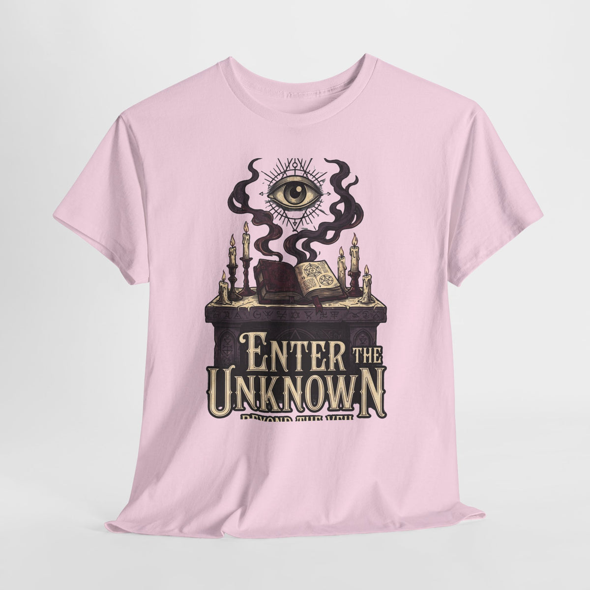 Occult Graphic Tee — "Enter the Unknown" Mystic Eye & Spellbook T-Shirt