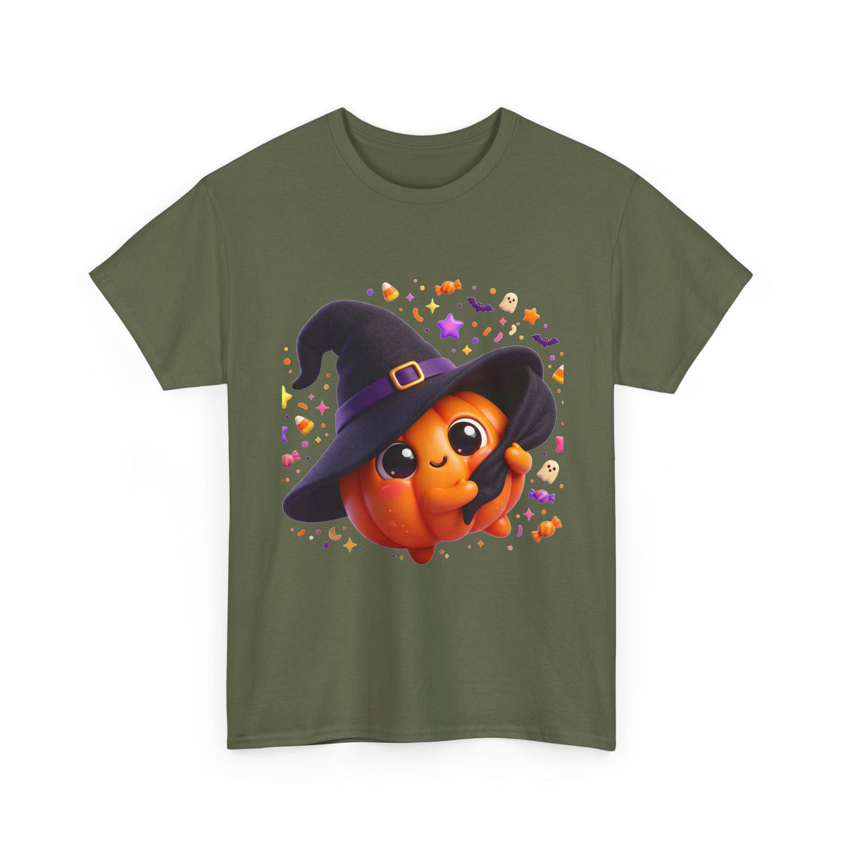 Pumpkin Witch T-Shirt — Cute Halloween Jack-o'-Lantern with Witch Hat