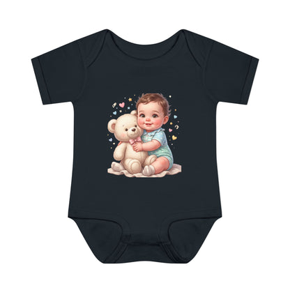 Cute Baby & Teddy Bodysuit – Infant Rib One-Piece