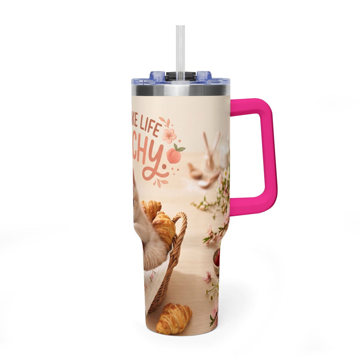 You Make Life Peachy Cat 40oz Travel Tumbler