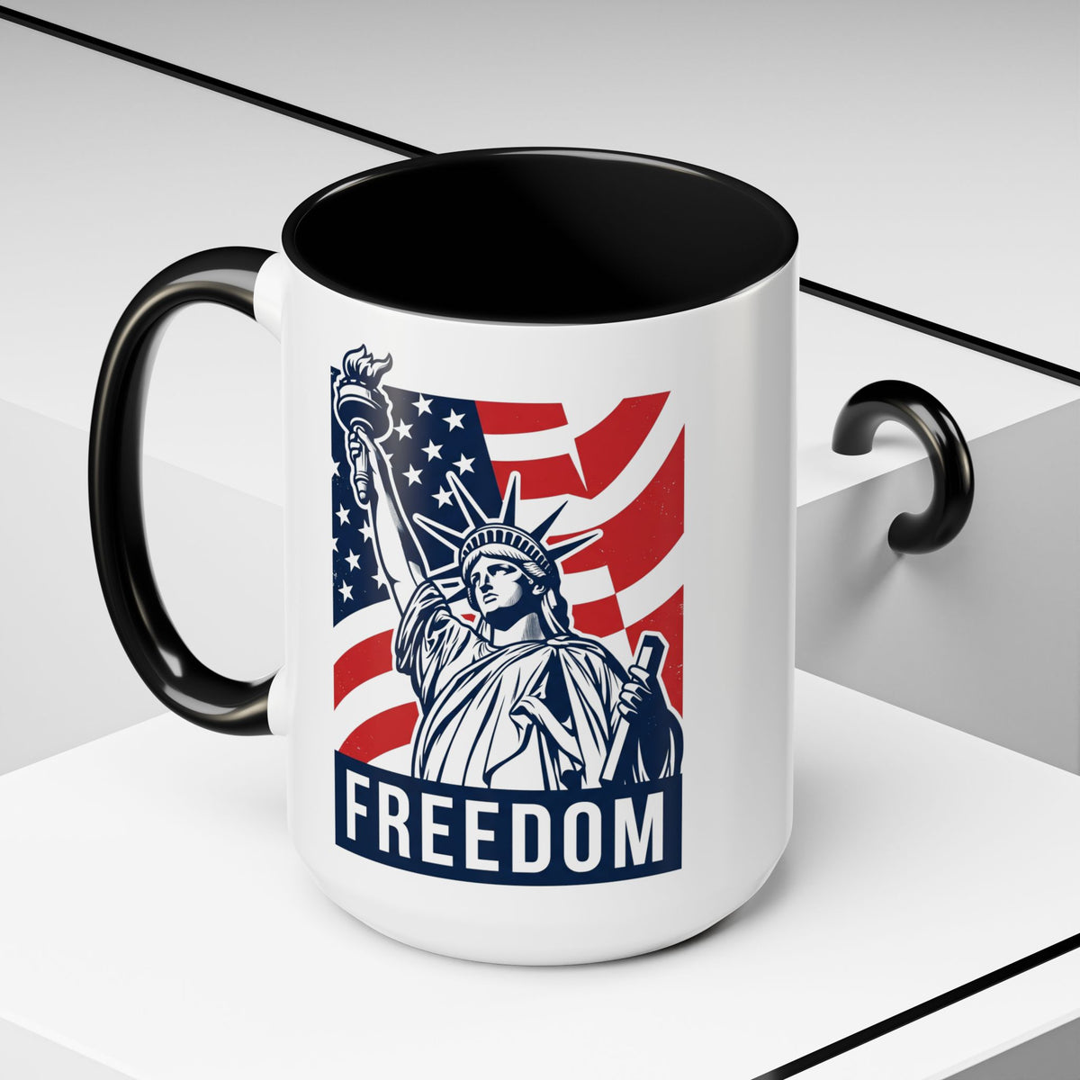 Freedom Statue Accent Coffee Mug — Patriotic Liberty 11/15oz