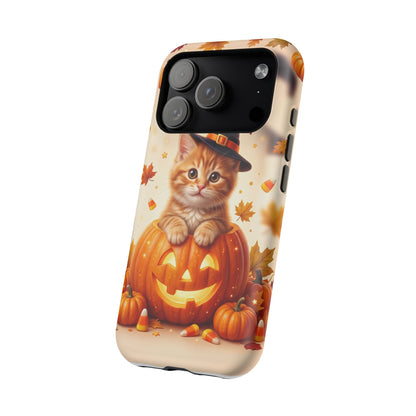 Halloween Kitten Pumpkin Phone Case — Magnetic Impact-Resistant