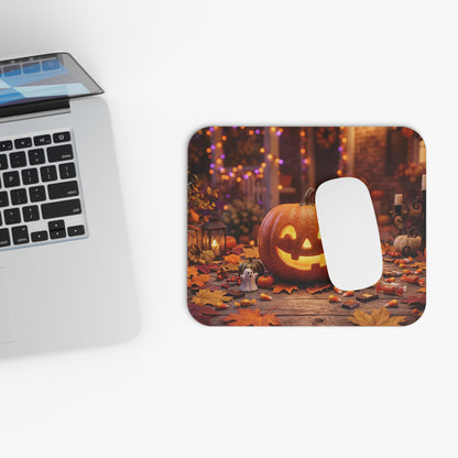 Halloween Jack-O'-Lantern Mouse Pad — Cozy Autumn Desktop Decor