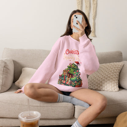 Christmas Happy Place Crewneck Sweatshirt — Cute Kawaii Tree & Gifts Holiday Sweatshirt