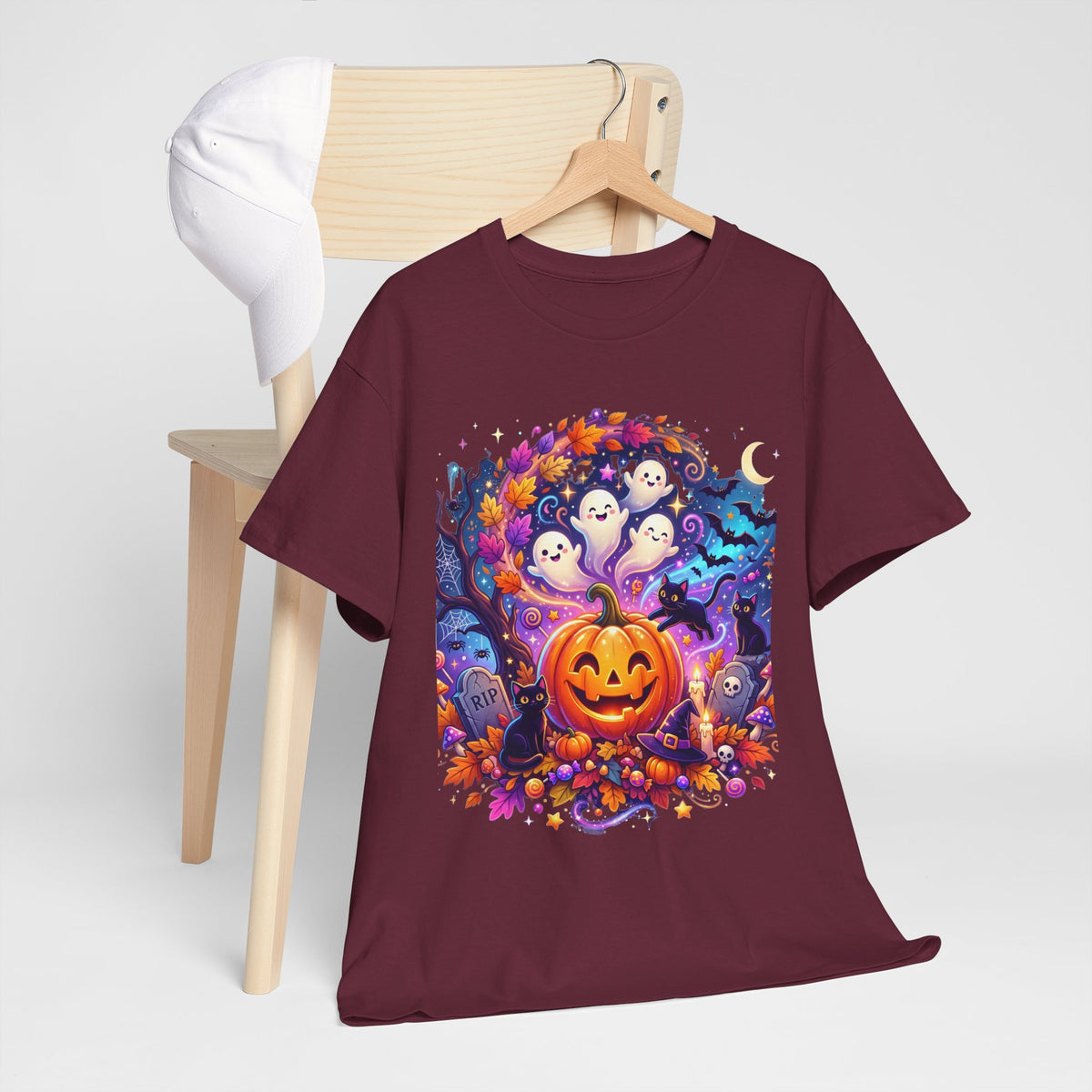 Halloween Pumpkin & Ghosts T-Shirt — Cute Spooky Jack-O'-Lantern Tee