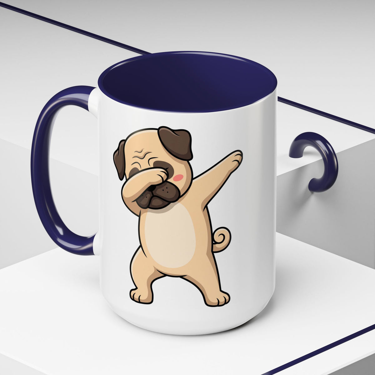 Dabbing Pug Coffee Mug — Cute Dog Accent Mug (11/15 oz)