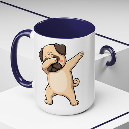 Dabbing Pug Coffee Mug — Cute Dog Accent Mug (11/15 oz)
