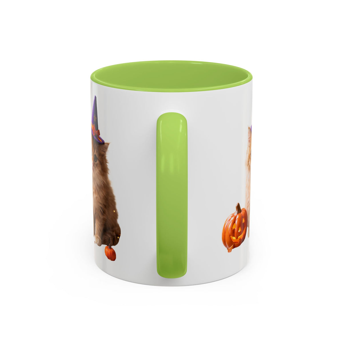 Halloween Cat Coffee Mug with Witch Hat and Pumpkin