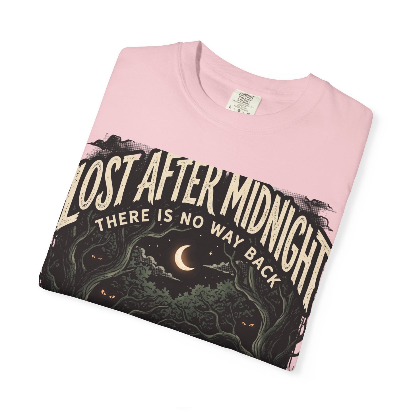 Lost After Midnight T-Shirt — 'There Is No Way Back' Moonlit Forest Tee