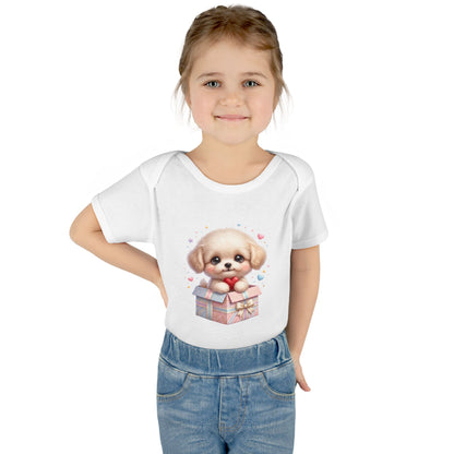 Baby Bodysuit — Cute Puppy in Gift Box Infant Onesie