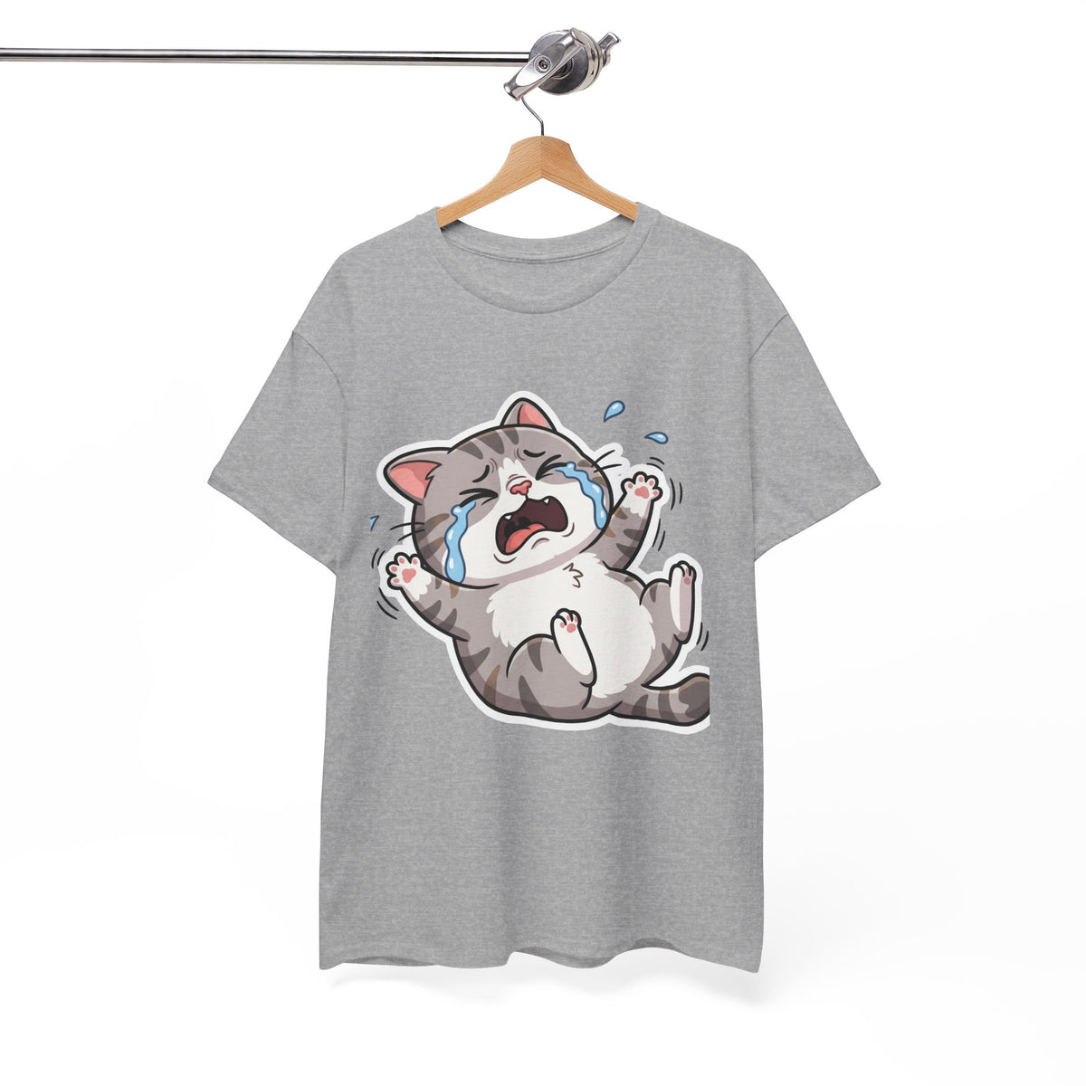 Crying Cartoon Cat T-Shirt — Cute Kawaii Kitten Graphic Tee
