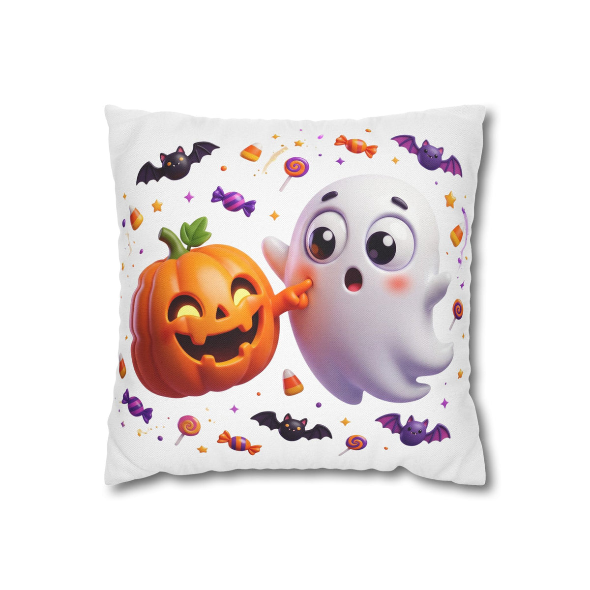 Halloween Ghost & Pumpkin Throw Pillowcase - Cute Spooky Decor