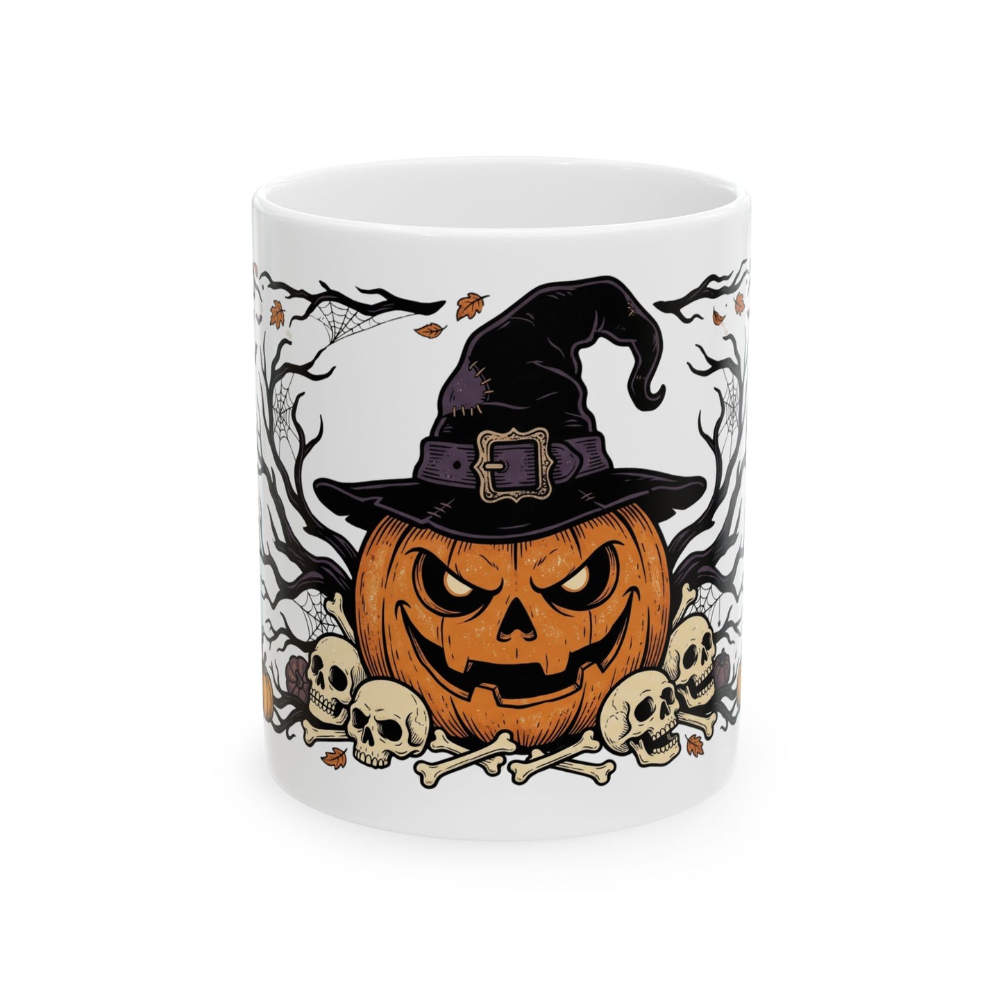 Halloween Pumpkin Witch Mug — Spooky Jack-O'-Lantern Ceramic Coffee Cup (11oz, 15oz)