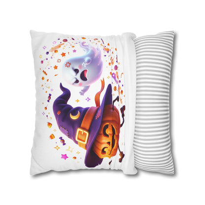 Halloween Pumpkin & Ghost Pillowcase — Cute Spooky Decorative Throw Pillow