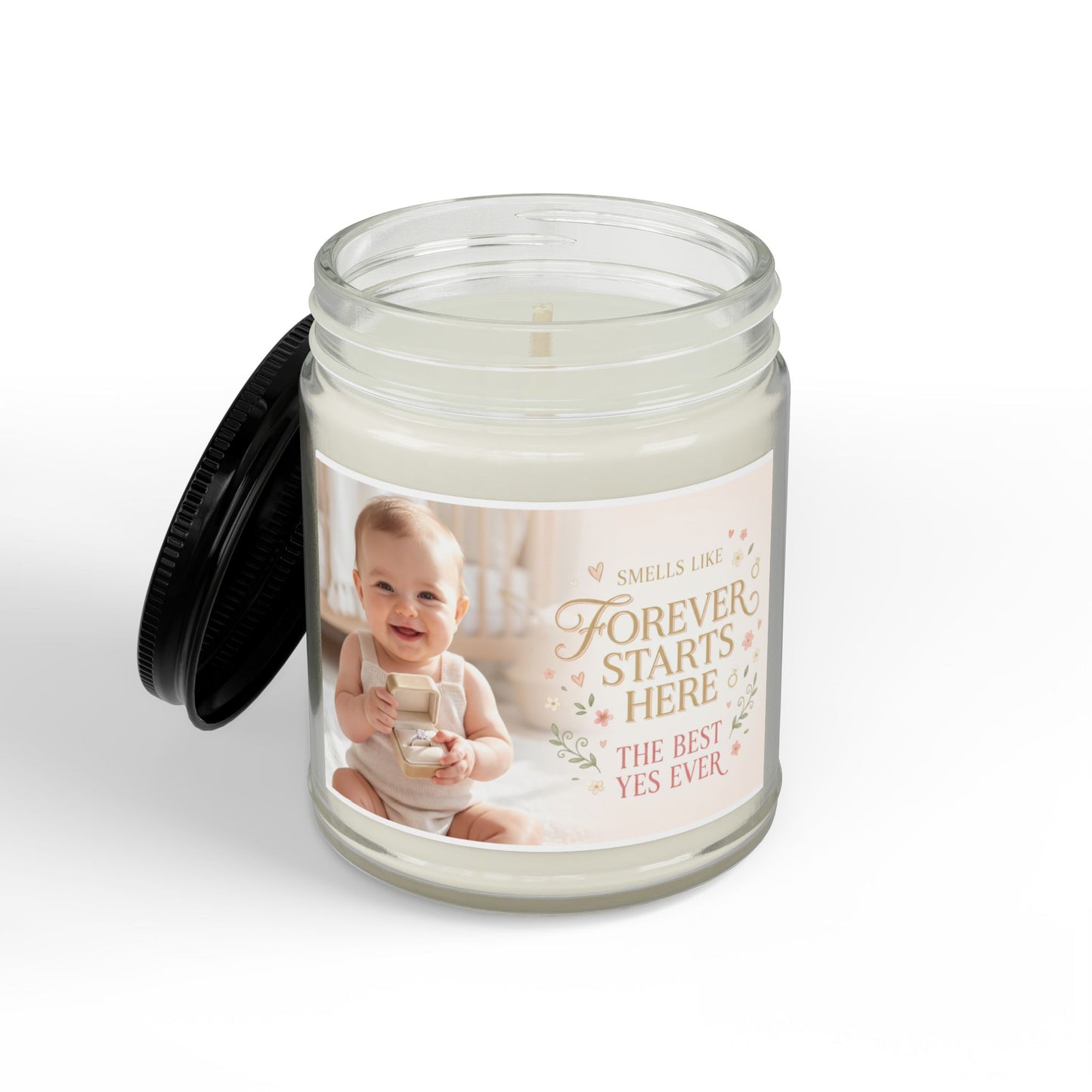 Soy Scented Candle — “Forever Starts Here” Baby Photo Keepsake (4oz & 9oz)