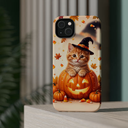 Halloween Kitten Pumpkin Phone Case — Magnetic Impact-Resistant