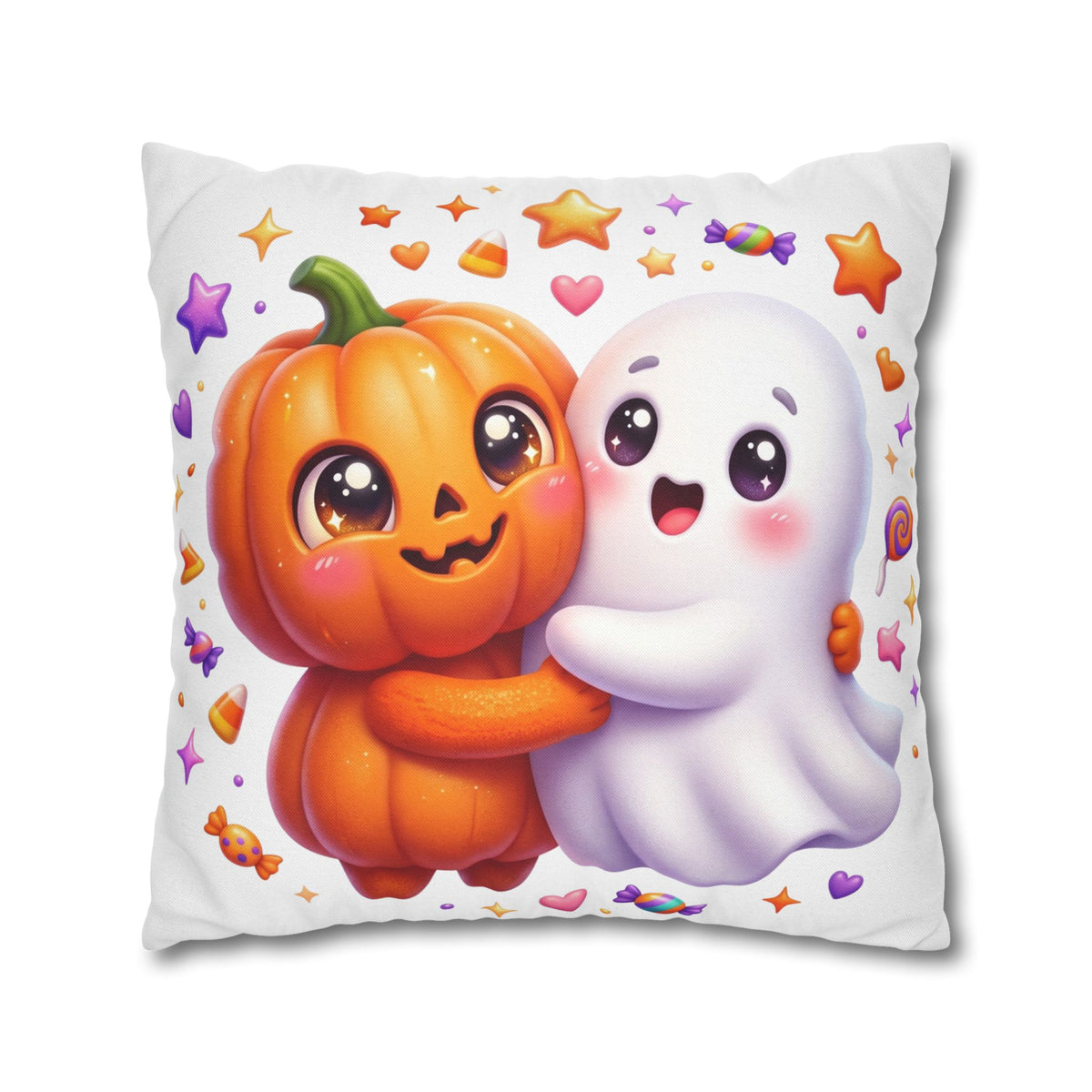 Cute Halloween Pumpkin & Ghost Pillowcase — Spooky Kawaii Decor
