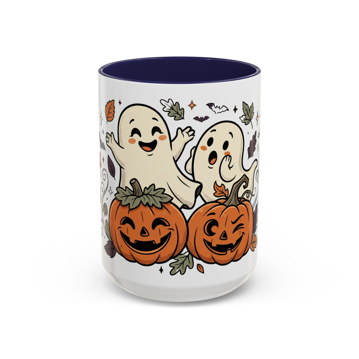 Halloween Ghosts & Pumpkins Coffee Mug — Cute Spooky Accent Mug (11/15oz)