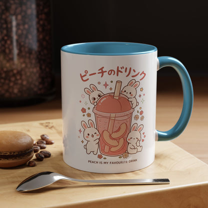 Peach Drink Bunny Mug — Cute Kawaii Coffee Tea Cup (11/15oz)