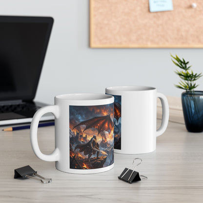 Fire Dragon Ceramic Mug — Fantasy Dragon Coffee Cup (11oz & 15oz)