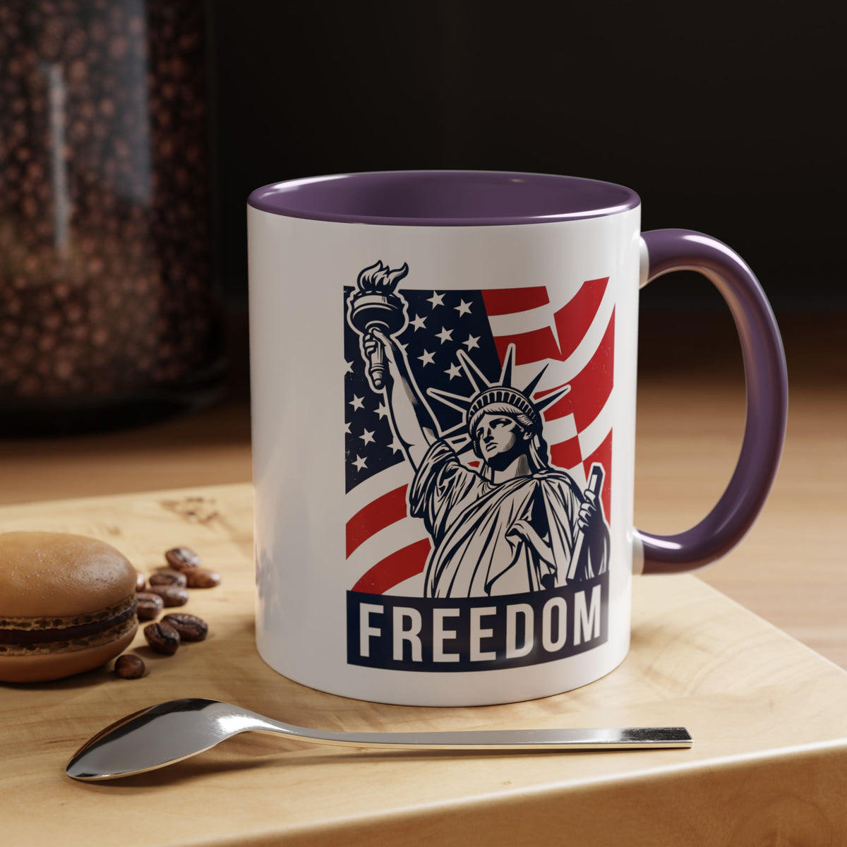 Freedom Statue Accent Coffee Mug — Patriotic Liberty 11/15oz